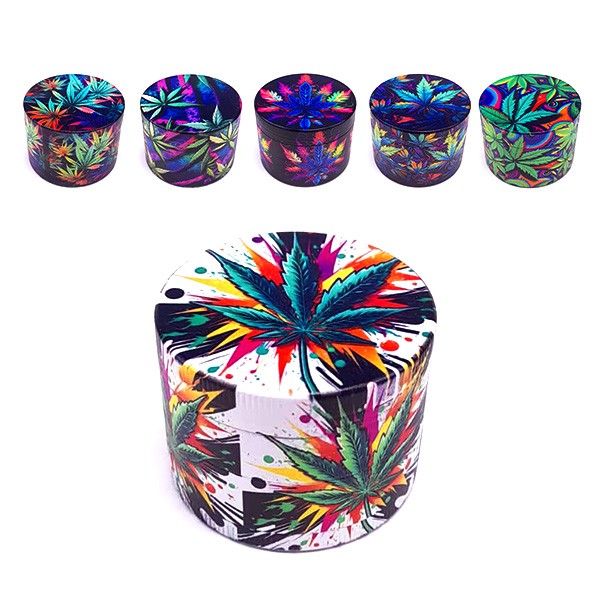 Grinder Polinizador Metal Zinc Leaf  50 mm Mix Color