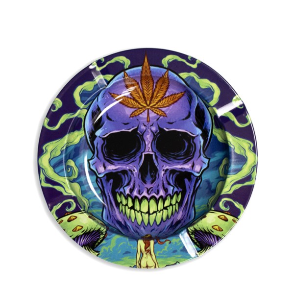 Cenicero Metal Basic Skull Leaf 13.5 cm.