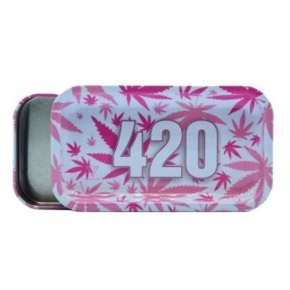 .Bandeja Metal con Caja 12x6 cm. 420 Pink Leaves