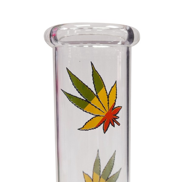 Bong Cristal Icer Recto Rasta Leaves 27 cm.