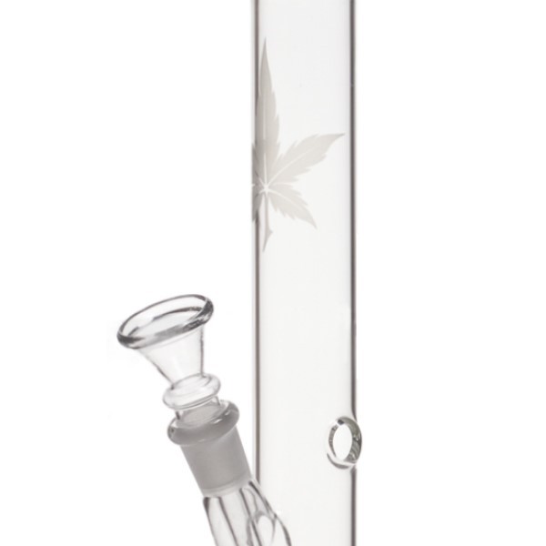 Bong Cristal Recto Hoja Tallada 26 cm.