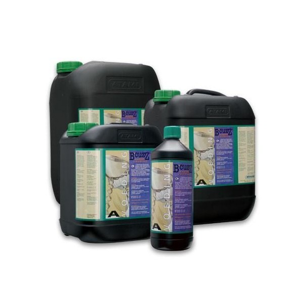 Frascos do fertilizante B’cuzz Soil A+B para cultivo de cannabis em terra